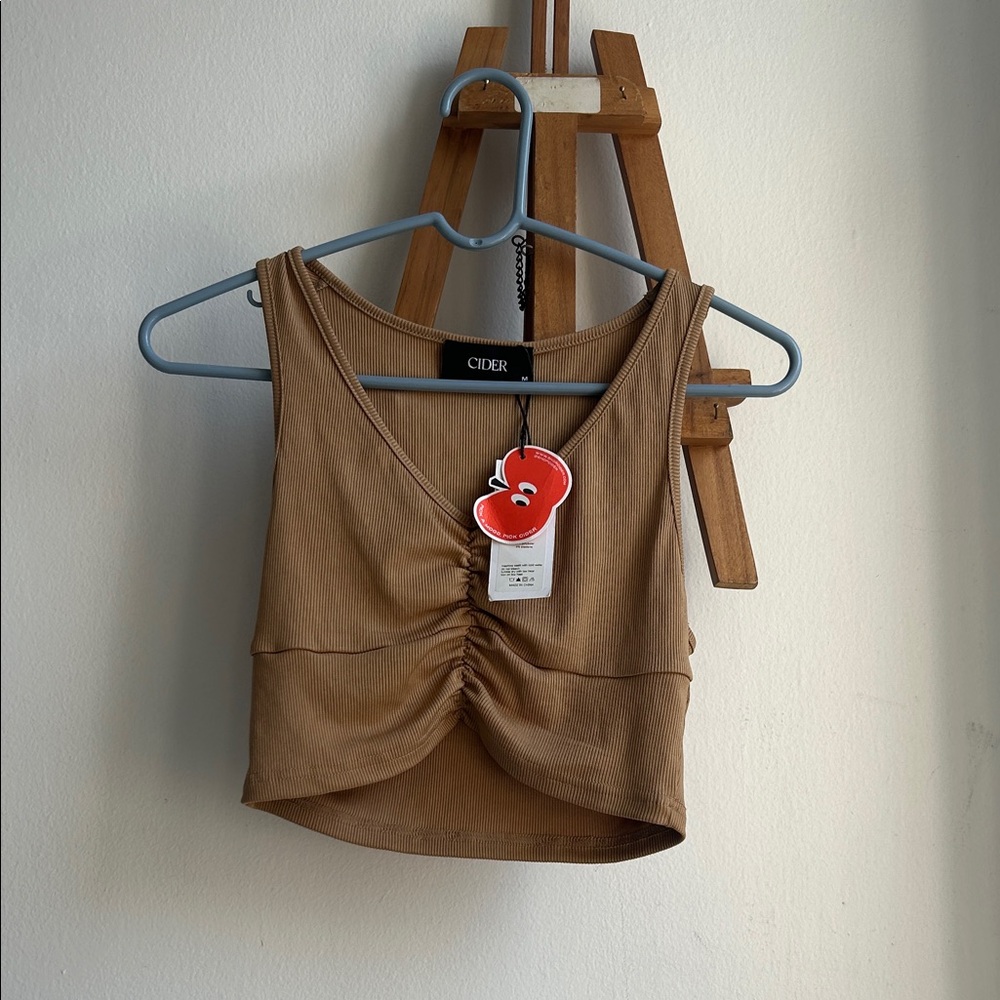 Cider Brown Ruched Tank Top